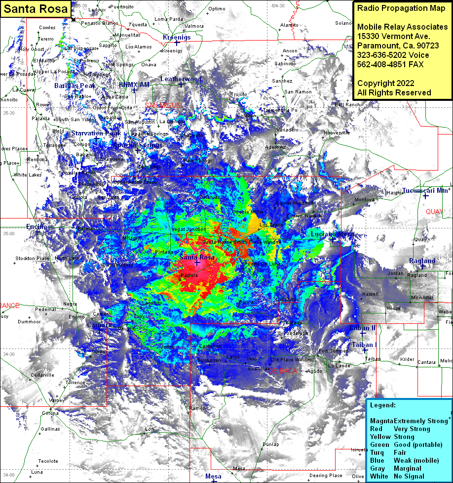 heat map radio coverage Santa Rosa II